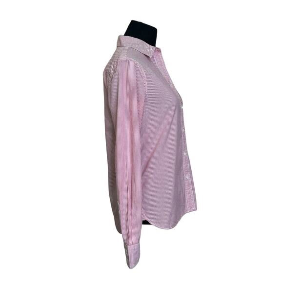 Lands' End red white striped long sleeves button shirt size XS - Picture 8 of 12